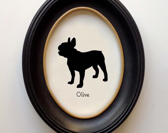 French Bulldog Silhouette Personalized Dog Portrait, Pet Gift, Hand Cut by SilhouetteMyPet Design:DOG-FBD04