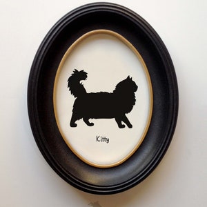 Siberian Cat Silhouette Personalized Cat Portrait, Pet Gift, Hand Cut by SilhouetteMyPet Design:CAT-SIB01