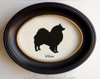 American Eskimo Dog Silhouette Personalized Dog Portrait, Pet Gift, Hand Cut by SilhouetteMyPet Design:DOG-AED01