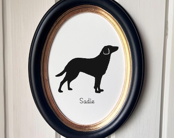 Curly-Coated Retriever Silhouette Dog Portrait  | Hand-Cut Pet Memorial  | Frame & Personalized Text Options