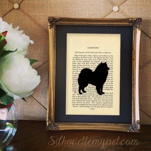 Samoyed Silhouette on Vintage Book Page 429 Design:DOG-SAM01