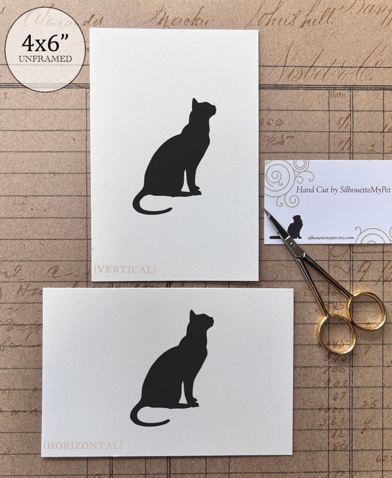 Bengal Cat Silhouette Portrait | Hand-Cut Pet Memorial | Frame & Personalized Text Options imagen 16
