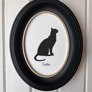 Bengal Cat Silhouette Portrait | Hand-Cut Pet Memorial | Frame & Personalized Text Options FRAMED (Plastic Oval) Vertical ⇅ 5x7