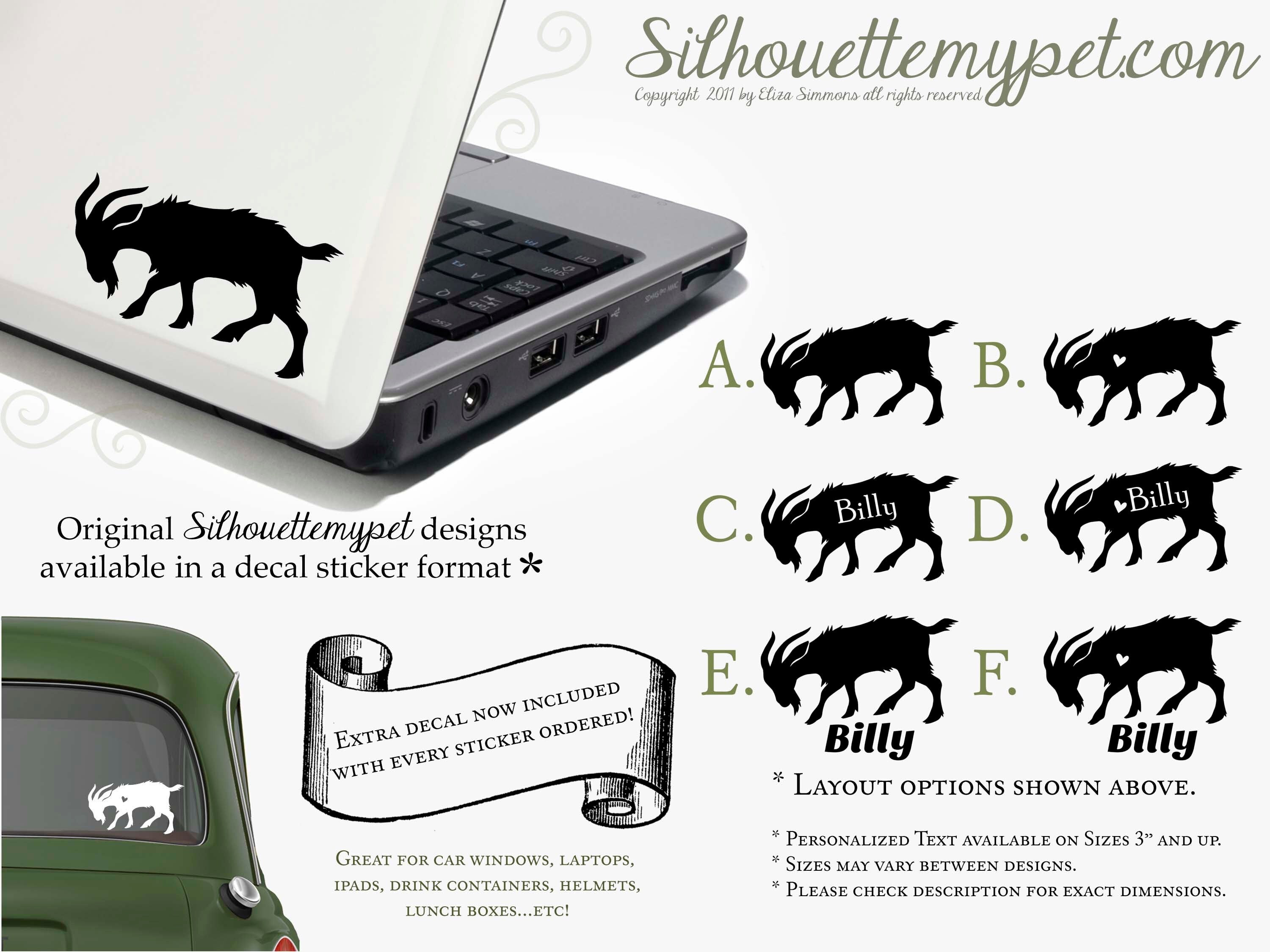 Billy Goat Sticker Billy Goat Decal Vinyl Decal - Bumper Sticker - Silhouettemypet Design ...