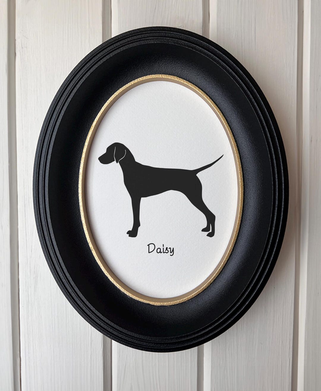 Vizsla Silhouette Dog Portrait Memorial Art | Hand-Cut Pet Memorial | Frame & Personalized Text Options