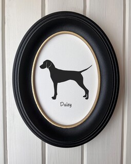 Vizsla Silhouette Dog Portrait Memorial Art | Hand-Cut Pet Memorial | Frame & Personalized Text Options