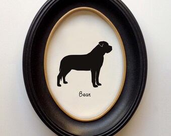 Mastiff Silhouette Personalized Dog Portrait, Pet Gift, Hand Cut by SilhouetteMyPet Design:DOG-MSF01