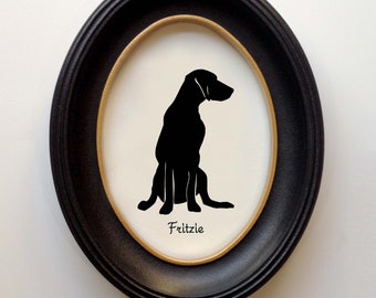 German Shorthaired Pointer Silhouette Personalized Dog Portrait, Pet Gift, Hand Cut by SilhouetteMyPet Design:DOG-GSP01