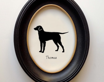 Curly-Coated Retriever Silhouette Personalized Dog Portrait, Pet Gift, Hand Cut by SilhouetteMyPet Design:DOG-CCR01