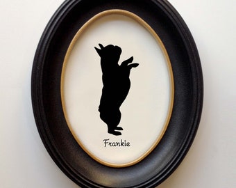 French Bulldog Silhouette Personalized Dog Portrait, Pet Gift, Hand Cut by SilhouetteMyPet Design:DOG-FBD05