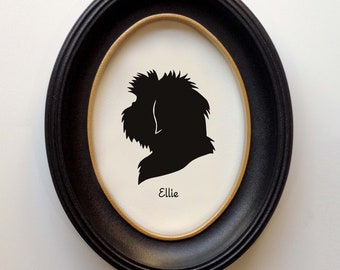 Shih Tzu Silhouette Personalized Dog Portrait, Pet Gift, Hand Cut by SilhouetteMyPet Design:DOG-SHZ06