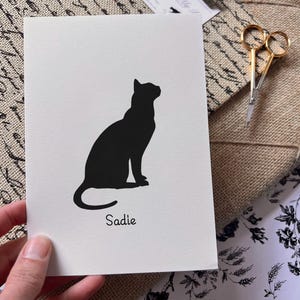 Bengal Cat Silhouette Portrait | Hand-Cut Pet Memorial | Frame & Personalized Text Options Unframed (Vertical ⇅) 5x7