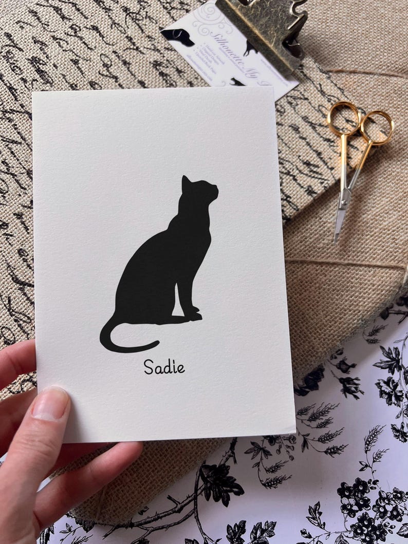 Bengal Cat Silhouette Portrait | Hand-Cut Pet Memorial | Frame & Personalized Text Options Unframed (Vertical ⇅) 5x7