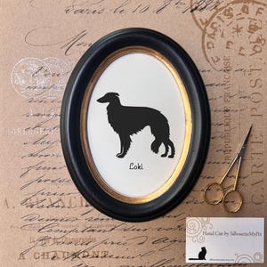 Silken Windhound Silhouette Dog Portrait, Pet Gift, Hand Cut by SilhouetteMyPet Design:DOG-SKW02