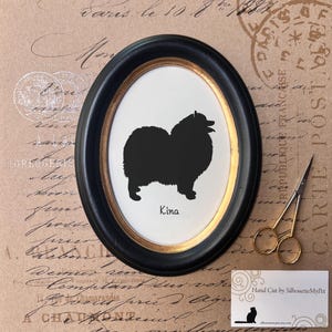 Keeshond Silhouette Dog Portrait, Pet Gift, Hand Cut by SilhouetteMyPet Design:DOG-KSD04