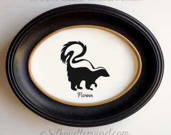 Skunk Silhouette, Heirloom Wall Art, Personalized with Text of Your Choice