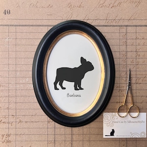 French Bulldog Silhouette Dog Portrait, Pet Gift, Hand Cut by SilhouetteMyPet Design:DOG-FBD03