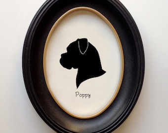 Boxer Silhouette Personalized Dog Portrait, Pet Gift, Hand Cut by SilhouetteMyPet Design:DOG-BXR15