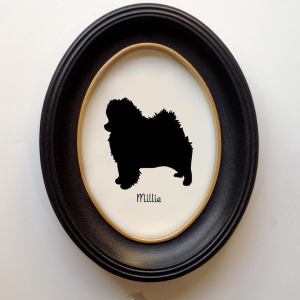 Pomeranian Silhouette Personalized Dog Portrait, Pet Gift, Hand Cut by SilhouetteMyPet Design:DOG-POM01