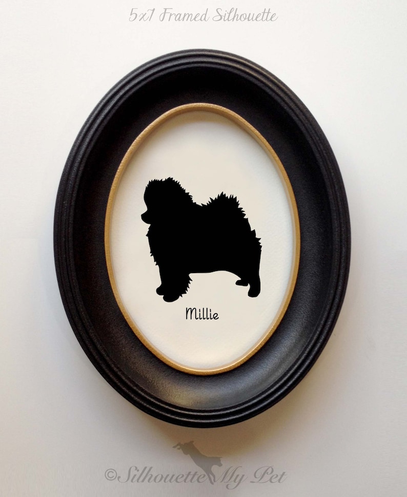 Pomeranian Silhouette Personalized Dog Portrait, Pet Gift, Hand Cut by SilhouetteMyPet Design:DOG-POM01 image 1