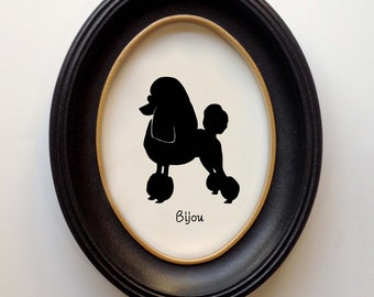 Poodle Silhouette Continental  Personalized Dog Portrait, Pet Gift, Hand Cut by SilhouetteMyPet Design:DOG-SPO07