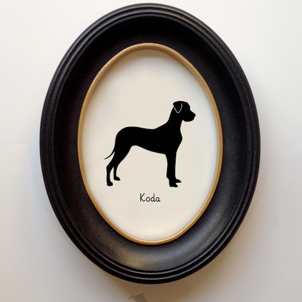 Great Dane Silhouette Personalized Dog Portrait, Pet Gift, Hand Cut by SilhouetteMyPet Design:DOG-GRD06