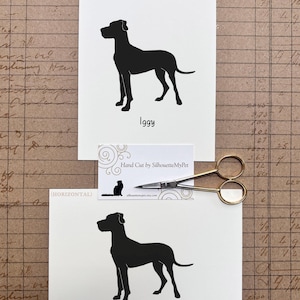Great Dane Silhouette Dog Portrait | Hand-Cut Pet Memorial | Frame & Personalized Text Options Unframed (Horizontal ⇆) 5x7