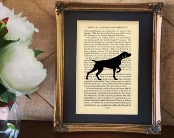 German Shorthaired Pointer Silhouette on Vintage Book Page 95 Design:DOG-GSP02