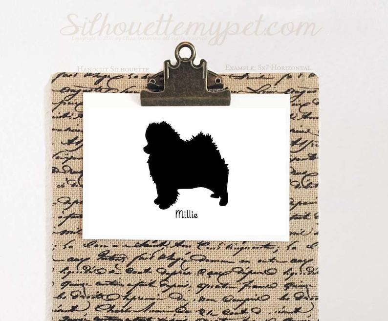 Pomeranian Silhouette Personalized Dog Portrait, Pet Gift, Hand Cut by SilhouetteMyPet Design:DOG-POM01 image 4