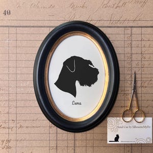 Giant Schnauzer Silhouette (Natural Ears) Dog Portrait, Pet Gift, Hand Cut by SilhouetteMyPet Design:DOG-GSC05