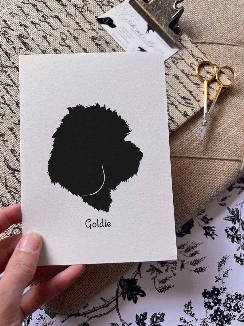 Cockapoo Silhouette Dog Portrait | Hand-cut Pet Memorial | Frame ...