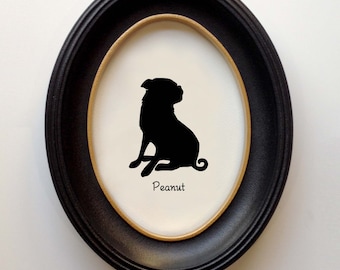 Chug (Pug + Chihuahua) Silhouette Personalized Dog Portrait, Pet Gift, Hand Cut by SilhouetteMyPet Design:DOG-CHG02