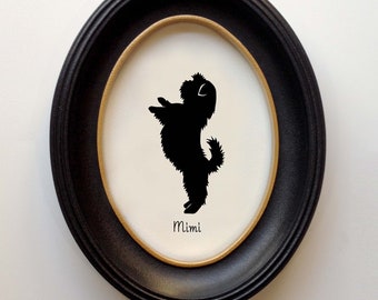 Shih Tzu Silhouette Personalized Dog Portrait, Pet Gift, Hand Cut by SilhouetteMyPet Design:DOG-SHZ04