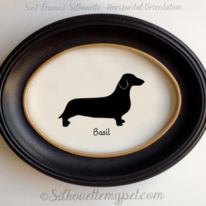 Dachshund Silhouette Personalized Dog Portrait, Pet Gift, Hand Cut by SilhouetteMyPet Design: DOG-DAC07