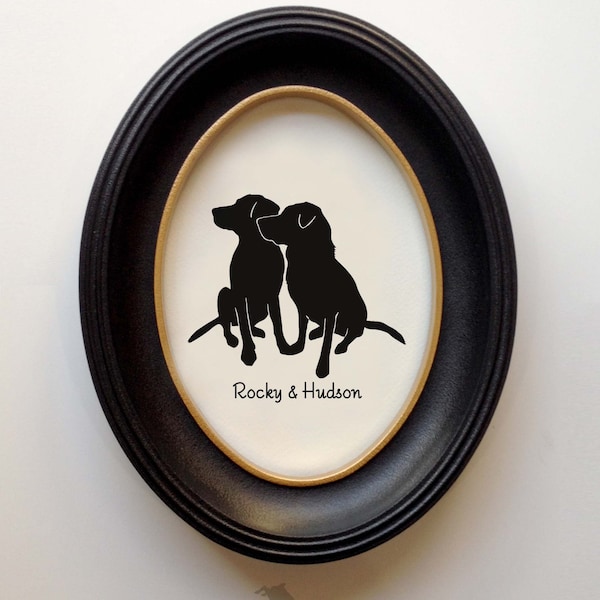 Labrador Retriever Silhouette (Two Labs) Personalized Dog Portrait, Pet Gift, Hand Cut by SilhouetteMyPet Design: DOG-LAB10