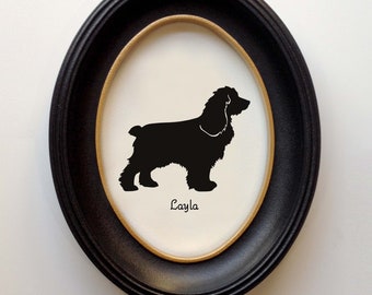 Cocker Spaniel Silhouette Personalized Dog Portrait, Pet Gift, Hand Cut by SilhouetteMyPet Design:DOG-CSA04