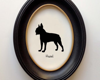 Boston Terrier Silhouette Personalized Dog Portrait, Pet Gift, Hand Cut by SilhouetteMyPet Design:DOG-BST05