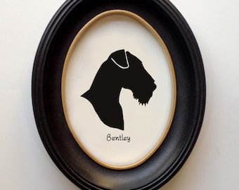 Airedale Terrier Silhouette Personalized Dog Portrait, Pet Gift, Hand Cut by SilhouetteMyPet Design:DOG-AIR03