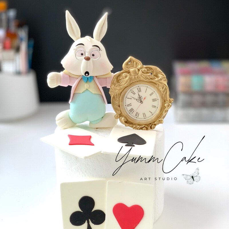 Rabbit With Clock Figurine - Etsy