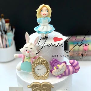 Essbare Tortenfiguren im Stil einer Märchen-Teeparty, handgefertigte Fondantfiguren für Geburtstags- und Hochzeitstorten