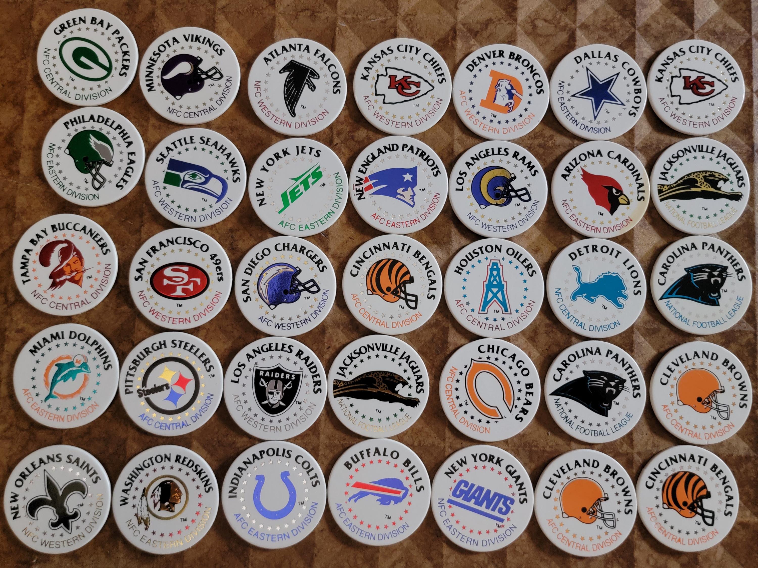 Vintage Pogs Milk Caps Lot Of 15 NFL, Surfing, Snowboarding