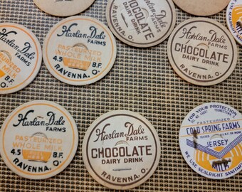30 vintage milk bottle caps