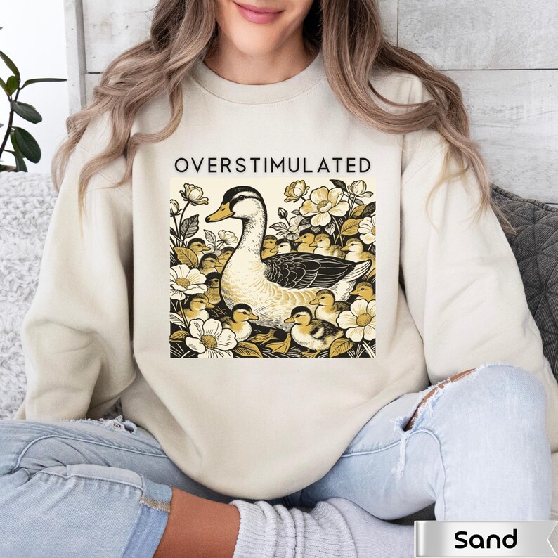 Overstimulated Mama Duck Shirt,Overwhelmed Mom Gift,Farm Animal Graphic Tee,Cottagecore Duck Tee,Mother's Day Gift Tee,Cozy Mom Tee,mom top image 3