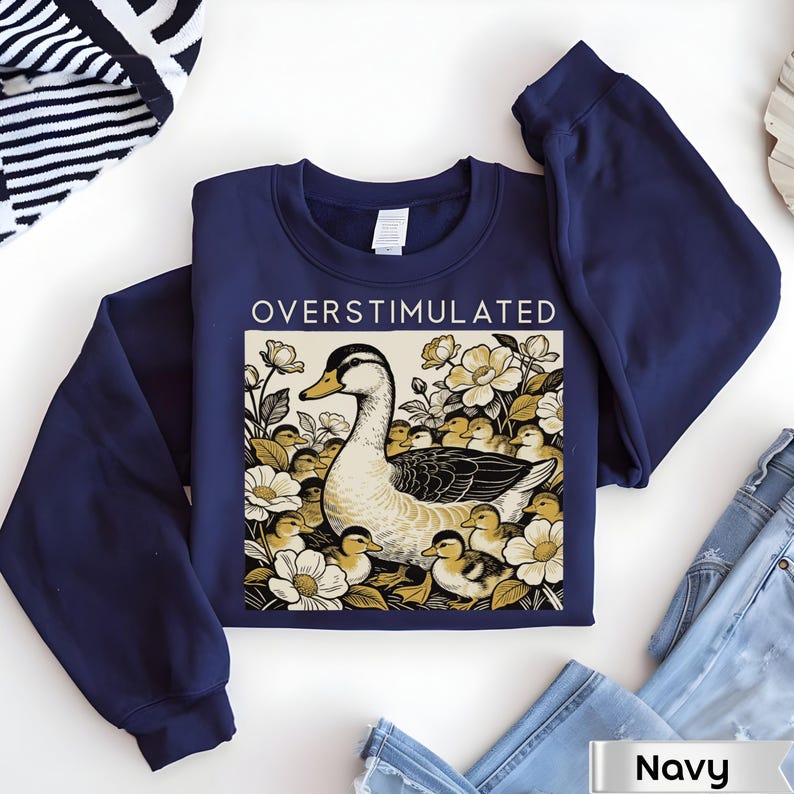 Overstimulated Mama Duck Shirt,Overwhelmed Mom Gift,Farm Animal Graphic Tee,Cottagecore Duck Tee,Mother's Day Gift Tee,Cozy Mom Tee,mom top image 8