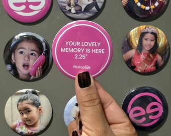 Custom Button Photo Magnets [2.25" or 2"] Personalized Fridge Decor | Small Magnet for Room & Locker Decor