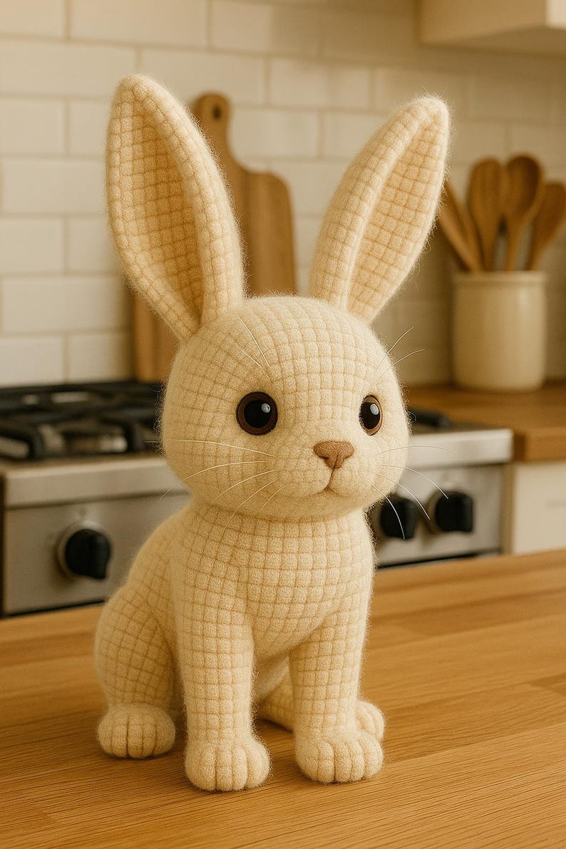 Realistic Sitting Bunny Amigurumi Plush – Crochet Rabbit Stuffed Animal ...