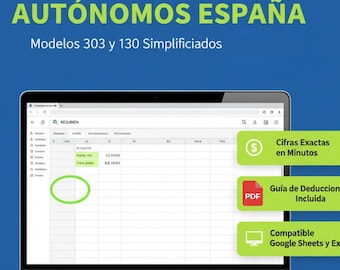 Plantilla Excel Autónomos España 2026 | Modelos 303 IVA y 130 IRPF | Calculadora Impuestos Trimestrales | Con Guía Rápida | Google Sheets