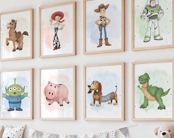 Arte mural de Toy Story - Juego de 17 // Decoración imprimible para habitación infantil / Láminas para guardería / Dibujos animados / Habitación de niños y niñas / Descarga instantánea