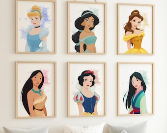 Wonderful Princess Set of 14 | Fairytale Aesthetic Art | Girls Decor | Instant Download