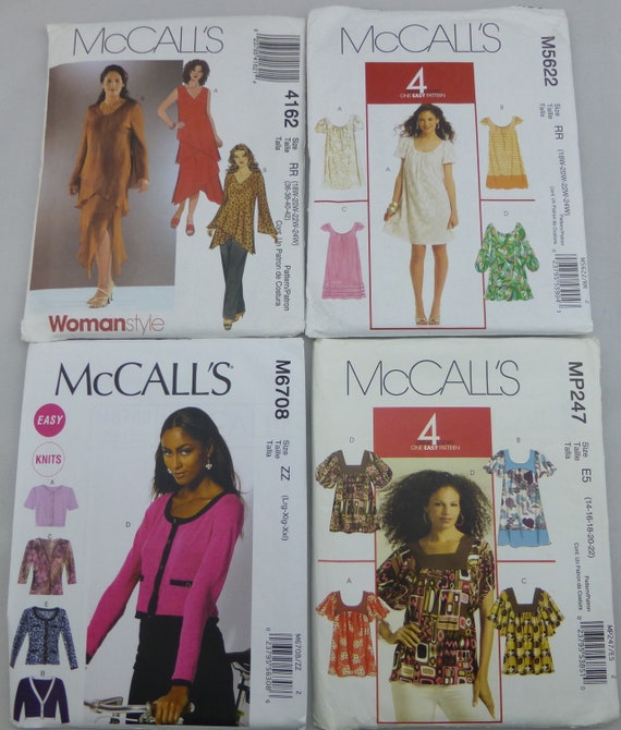Mccall's Sewing Patterns 4162, M5622, MP247/M5588 or M6708 Sold Separately  UNCUT Woman Style, Sizes 18W, 20W, 22W, 24W . L-XXL . 14 22 